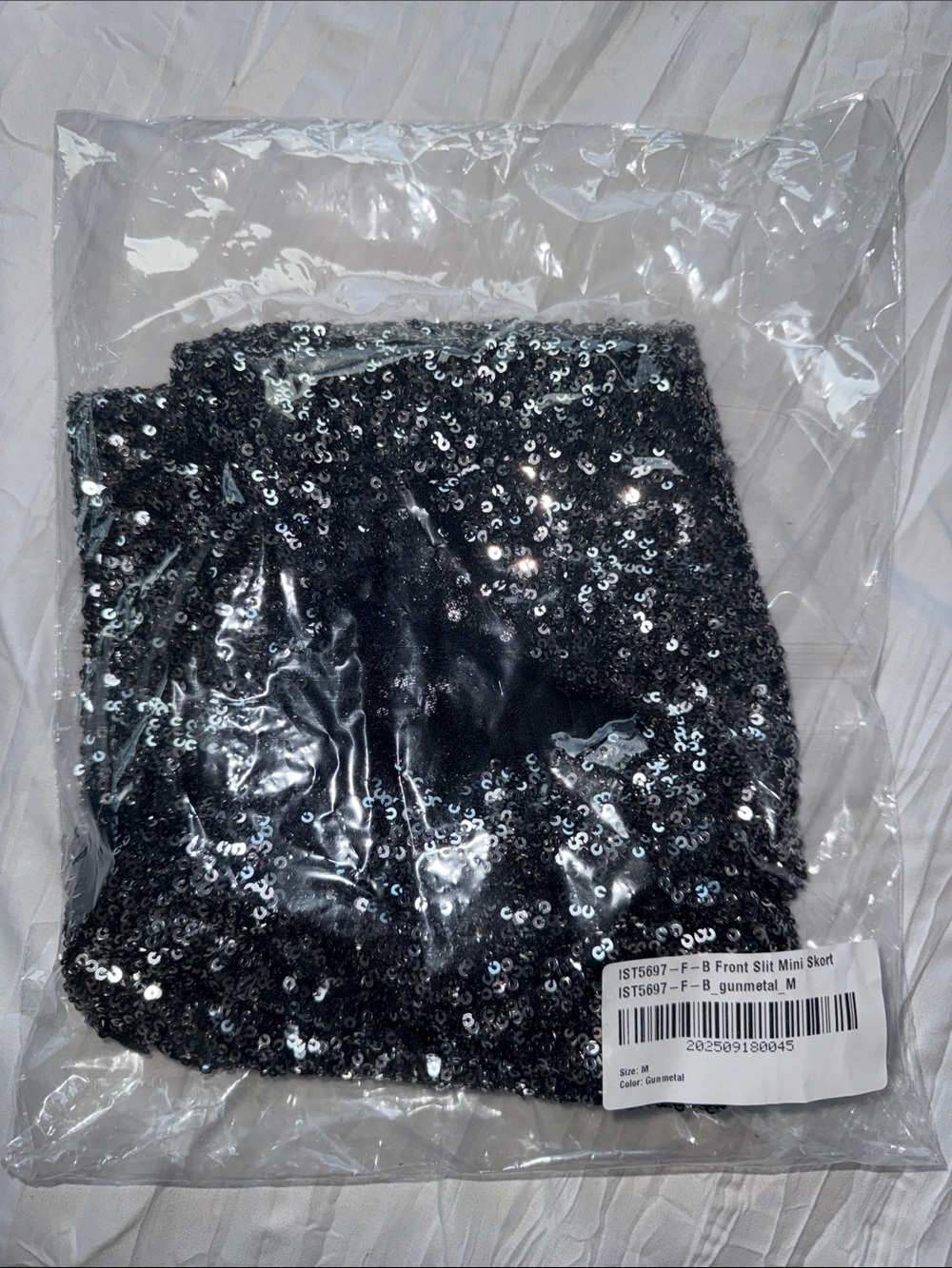Sequin Mini Skirt - Gunmetal